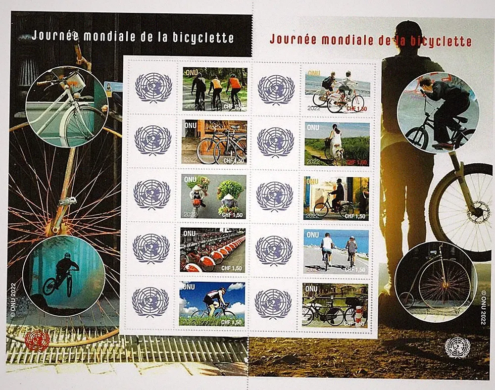 UN 2022 GENEVA PERSONALIZED SHEET MNH WORLD BICYCLE DAY (S-106)